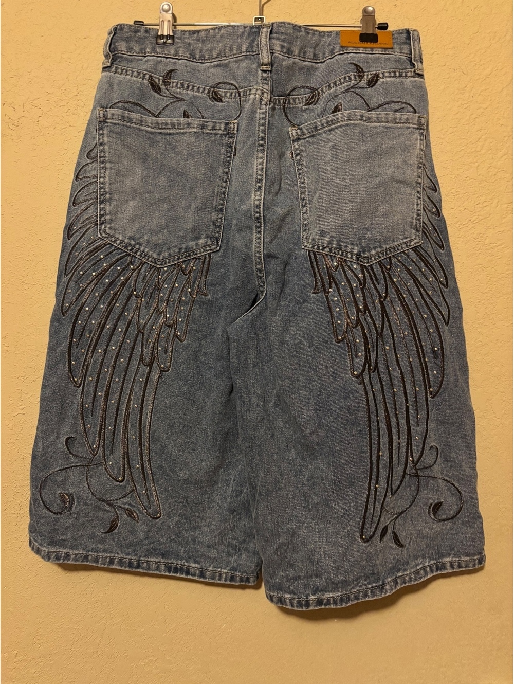Austin Landing Women's Denim Shorts with Embroidered Wing Design, Size 13